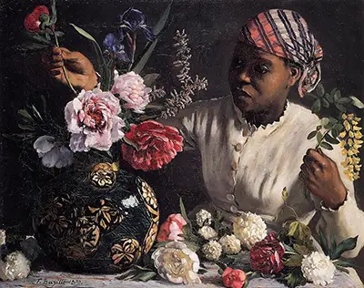 Negress with Peonies Frederic Bazille